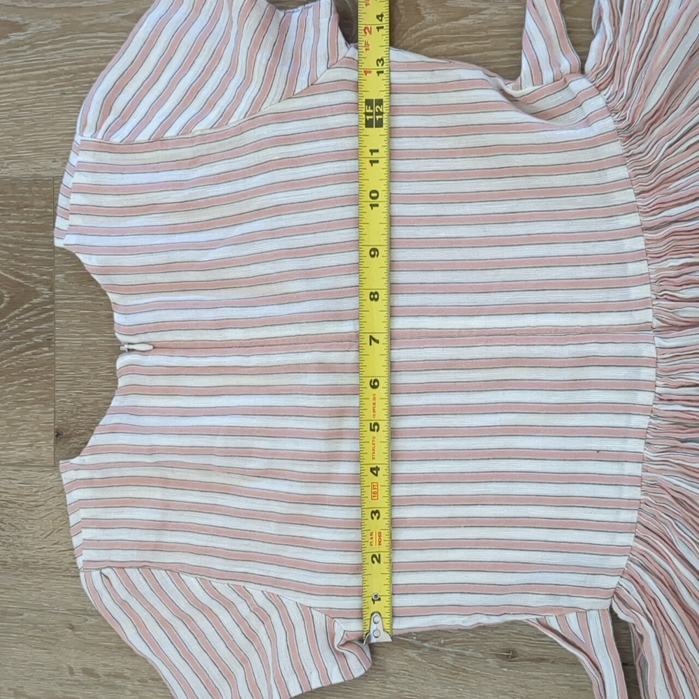 Morley Jelsa Girls Pink Striped Cotton Linen Blend Tie Back Dress - Picture 7 of 9